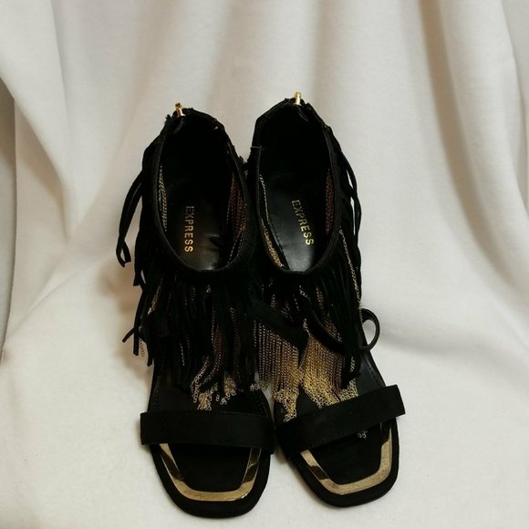 Express Runway Collection Gold Chain Fringes Stilettos Women's Heels Size 7 New - Picture 10 of 16